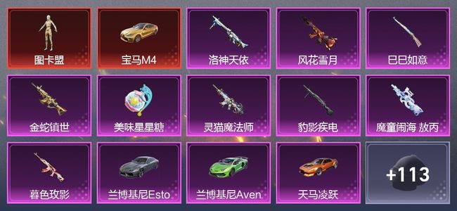 和平精英9载具 9升级枪 3粉装 10尾迹 68枪皮 33套装 4印记