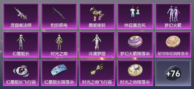 和平精英1载具 2升级枪 5粉装 3尾迹 44枪皮 34套装 2印记