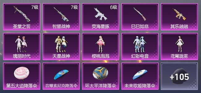 和平精英5升级枪 5粉装 1尾迹 66枪皮 44套装 2印记