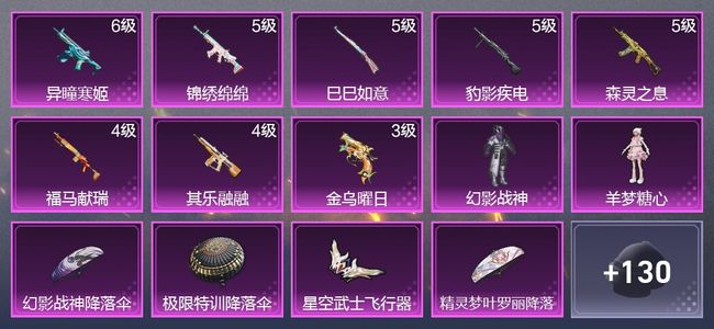 和平精英8升级枪 2粉装 2尾迹 76枪皮 60套装 10印记