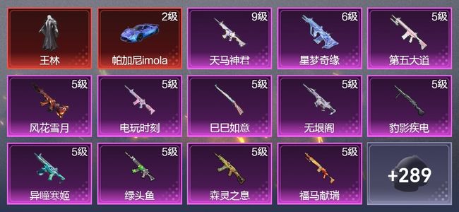 和平精英4载具 29升级枪 12粉装 7尾迹 169枪皮 102套装 14印记