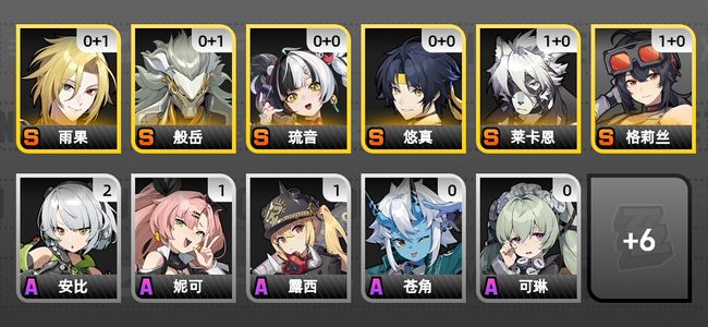 绝区零12黄 8角色黄 6S角色 4S音擎 4S邦布 女主 56