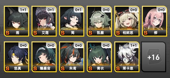 绝区零24黄 19角色黄 16S角色 5S音擎 8S邦布 女主 57