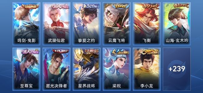 王者荣耀V7 1典藏 3传说 65史诗 249皮肤 永恒钻石V