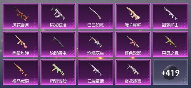 和平精英1载具 15升级枪 11粉装 6尾迹 257套装 11,0085热力 18印记