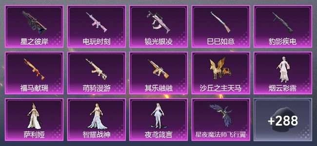 和平精英8升级枪 5粉装 3尾迹 260枪皮 172套装 73282热力 15印记