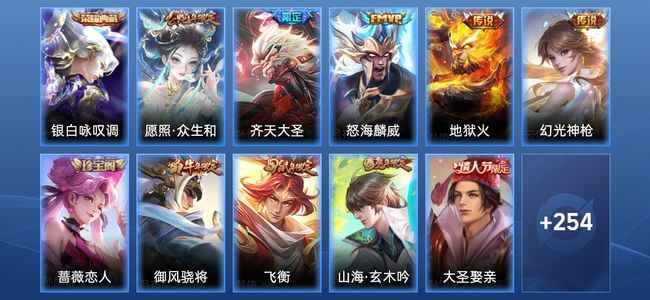 王者荣耀V7 1典藏 5传说 71史诗 268皮肤 122英雄 绝世王者