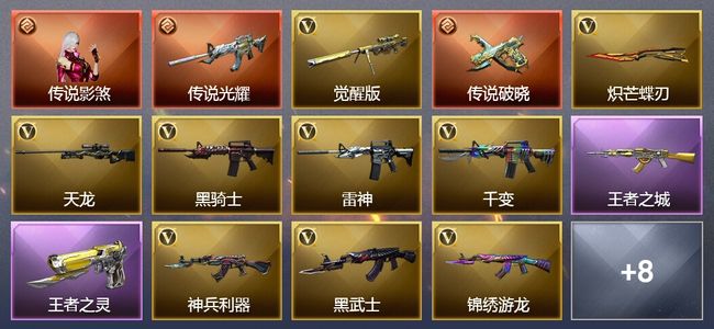 穿越火线（CF）1传说角色 2传说武器 2王者武器 18V武器 2V角色 6皮肤 可排位 传奇