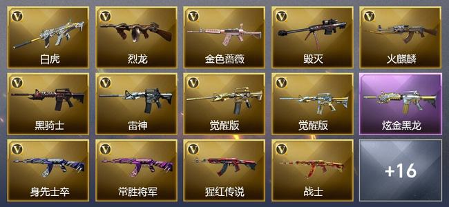 穿越火线（CF）2王者武器 1炫金武器 33V武器 10皮肤 可排位 宗师