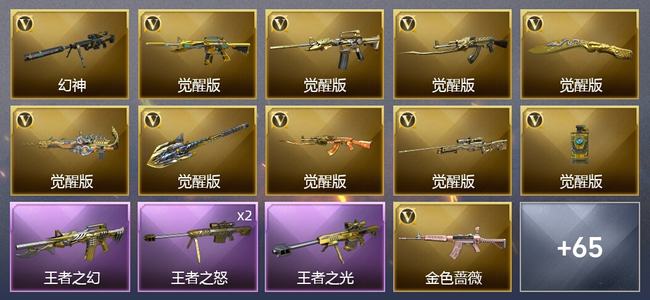 穿越火线（CF）10王者武器 2炫金武器 74V武器 3V角色 19皮肤 可排位 枪王