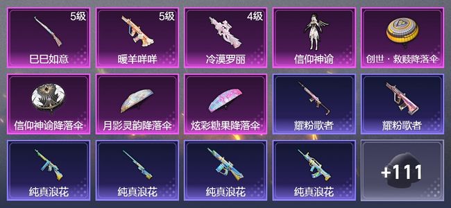 和平精英3升级枪 1粉装 80枪皮 55套装 21264热力 2印记