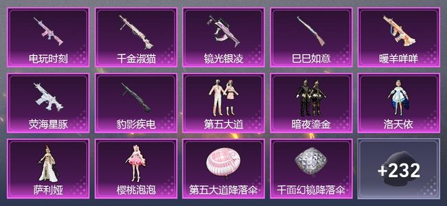 和平精英【苹果版】7升级枪 5粉装 2尾迹 206枪皮 166套装 62254热力 5印记