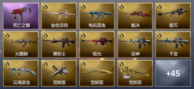 穿越火线（CF）5王者武器 65V武器 1V角色 22皮肤 可排位 枪王