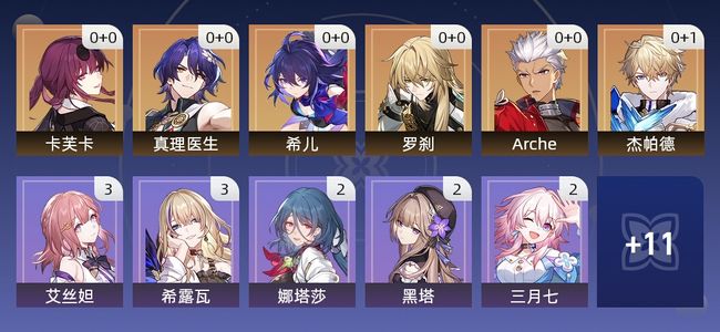 崩坏：星穹铁道7黄 6角色黄 1光锥黄 6五星角色 1五星光锥 36级 女主