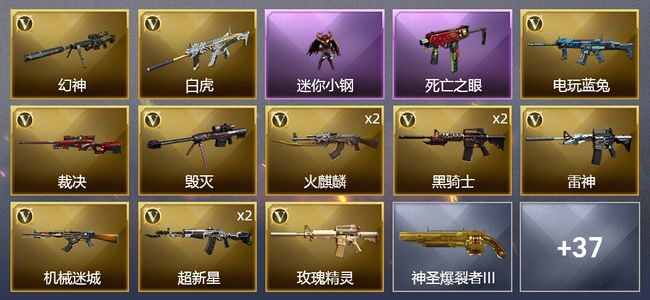 穿越火线（CF）2炫金武器 37V武器 1V角色 14皮肤 可排位 枪王