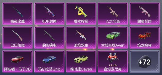 和平精英5载具 15粉装 284枪皮 194套装 19印记 青铜