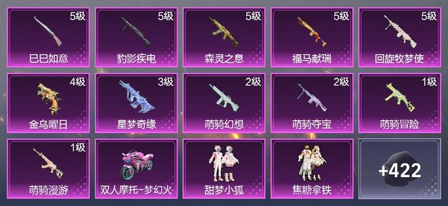 和平精英1载具 11升级枪 7粉装 5尾迹 245枪皮 204套装 77033热力 3印记 星钻