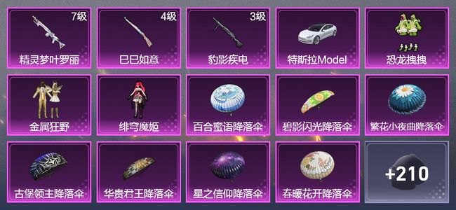 和平精英1载具 3升级枪 3粉装 135枪皮 105套装 40972热力 黄金