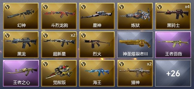 穿越火线（CF）2王者武器 27V武器 1V角色 3皮肤 可排位 传奇