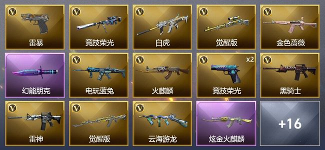穿越火线（CF）1炫金武器 41V武器 1V角色 14皮肤 可排位 枪王