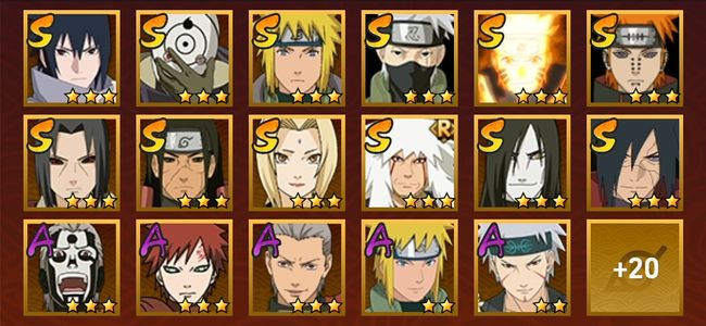 火影忍者V8 12S忍 25A忍 156忍 1484S碎片 15通灵 500W战力 前1000名 上忍