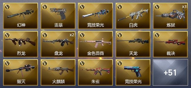 穿越火线（CF）4炫金武器 63V武器 3V角色 22皮肤 可排位 新锐