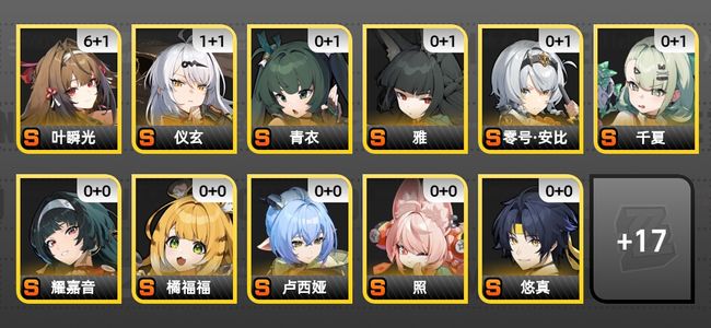 绝区零40黄 29角色黄 16S角色 11S音擎 8S邦布 女主 60