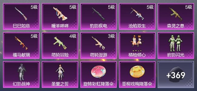 和平精英8升级枪 4粉装 3尾迹 209枪皮 179套装 67959热力 3印记 皇冠