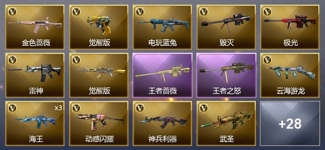 穿越火线（CF）2王者武器 34V武器 14皮肤 可排位 新锐