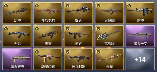 穿越火线（CF）2炫金武器 20V武器 6皮肤 可排位 传奇