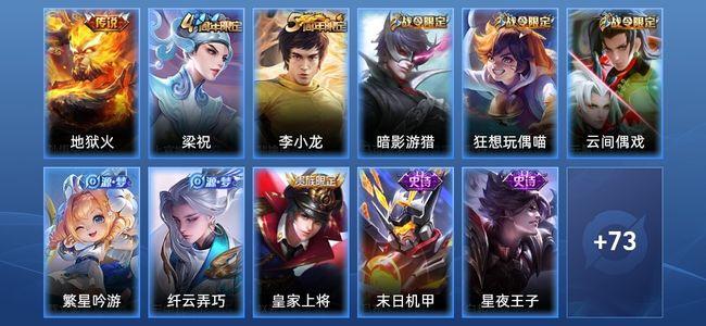 王者荣耀1传说 20史诗 84皮肤 98英雄 至尊星耀V
