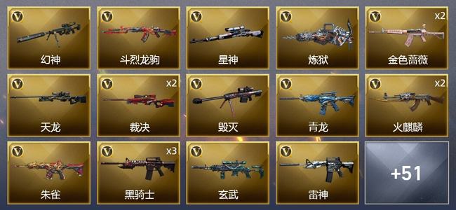 穿越火线（CF）4王者武器 2炫金武器 66V武器 2V角色 20皮肤 可排位 枪王