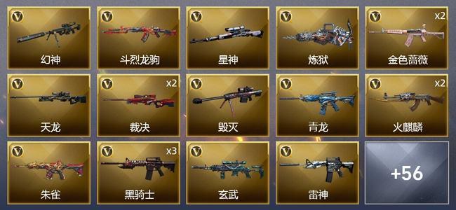 穿越火线（CF）4王者武器 2炫金武器 66V武器 4V角色 20皮肤 可排位 枪王