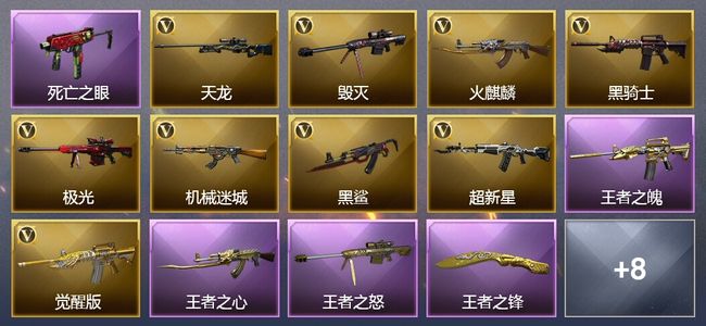 穿越火线（CF）4王者武器 1炫金武器 19V武器 2V角色 5皮肤 可排位 宗师