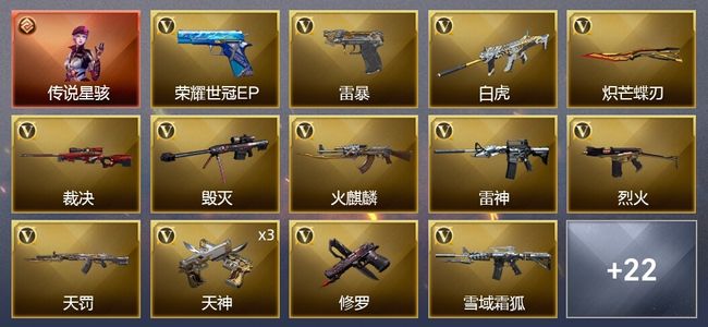 穿越火线（CF）1传说角色 1王者武器 46V武器 3V角色 10皮肤 可排位