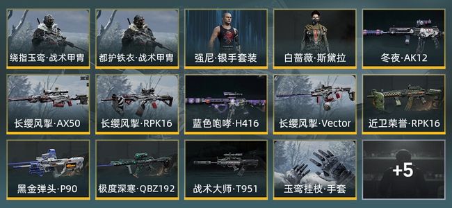 暗区突围库存价值40.3M 1手套 5近战武器 4金套装 9金枪皮 信誉5级 大师