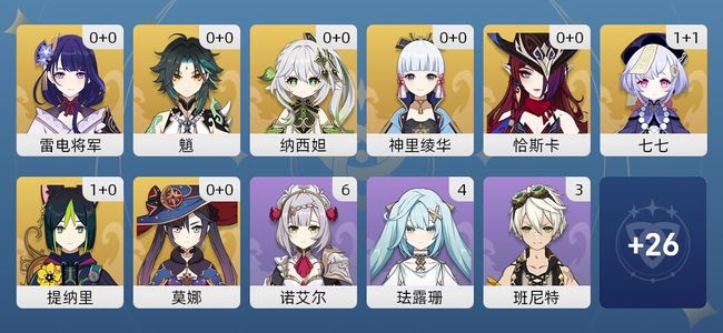 原神11黄 10角色黄 1武器黄 8五星角色 1五星武器 女主 55级
