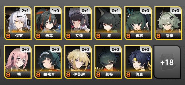 绝区零33黄 26角色黄 17S角色 7S音擎 12S邦布 女主 59