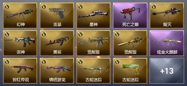 穿越火线（CF）1王者武器 1炫金武器 24V武器 1V角色 6皮肤 可排位 枪王