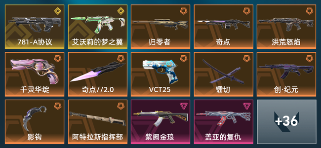 无畏契约10橙皮 2金皮 7紫皮 50皮肤 32390皮肤总价值 530已用源晶 青铜