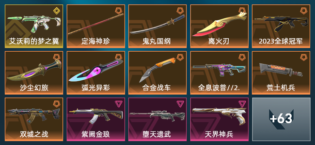无畏契约10橙皮 1金皮 10紫皮 73皮肤 29955皮肤总价值 860已用源晶