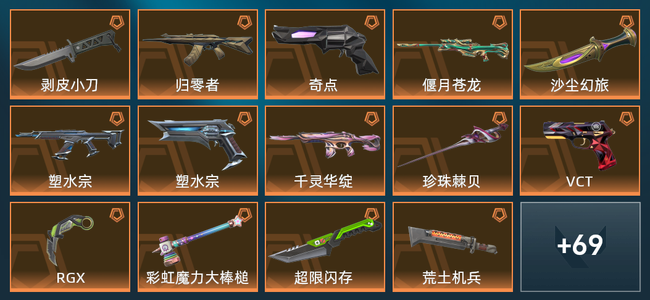 无畏契约16橙皮 10紫皮 83皮肤 35750皮肤总价值 1180已用源晶