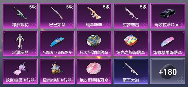 和平精英1载具 4升级枪 1粉装 115枪皮 86套装 33570热力 4印记 黄金