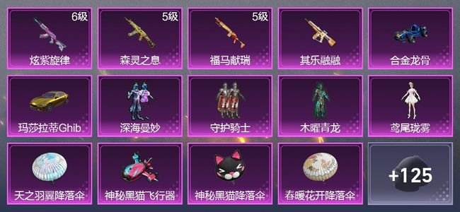 和平精英2载具 4升级枪 4粉装 3尾迹 71枪皮 54套装 4印记