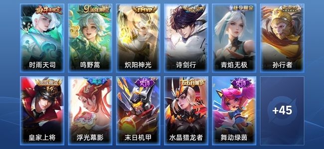 王者荣耀4传说 15史诗 56皮肤 尊贵铂金II