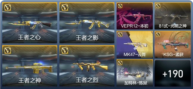 穿越火线：枪战王者V7 17王者武器 205英雄武器 6英雄角色 374万化 枪王SS