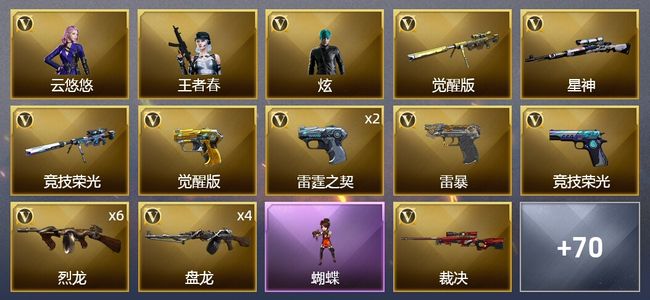 穿越火线（CF）3王者武器 3炫金武器 117V武器 4V角色 31皮肤 可排位