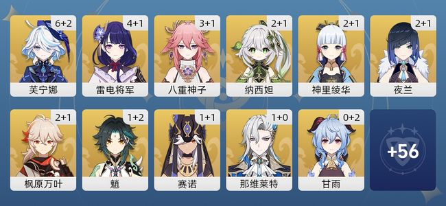 原神103黄 71角色黄 32武器黄 26五星角色 24五星武器 女主 60级