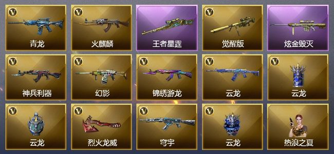 穿越火线（CF）1王者武器 1炫金武器 12V武器 2皮肤 可排位 传奇