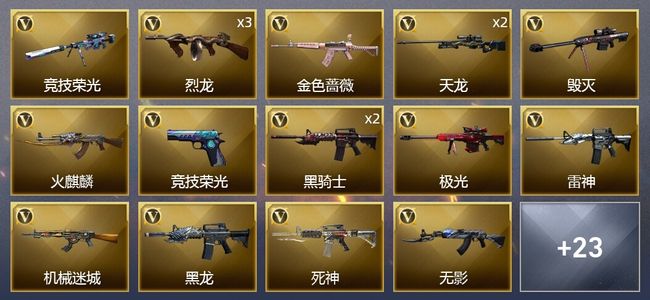 穿越火线（CF）1王者武器 1炫金武器 38V武器 1V角色 12皮肤 不可排位 新锐